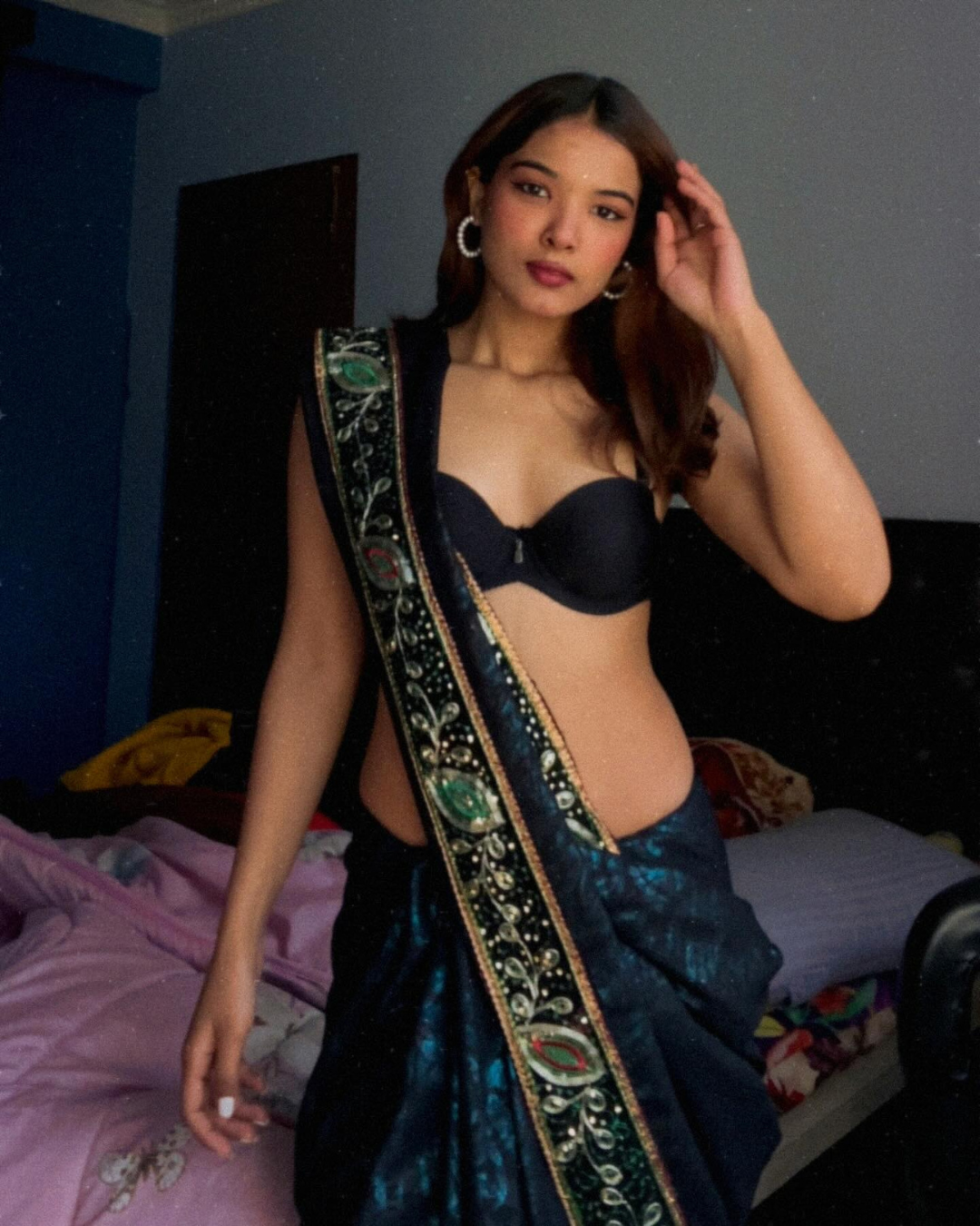 Blue Saree Embellished